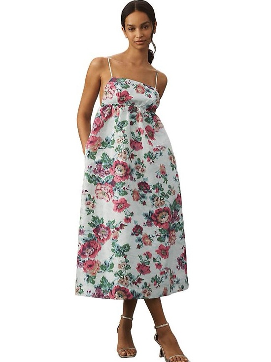 BHLDN Dresses & Skirts - BHLDN Anthropologie Sophia Apron-Top Jacquard Midi Dress | Small